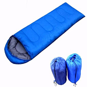 Спальный мешок, одеяло с подголовником, 210*70см., темп. реж. до -5, цв. синий