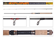 Спиннинг штекерный Hoxwell Explorer 2.4м, тест 9-20гр, medium light, средний строй, carbon IM6, вес 