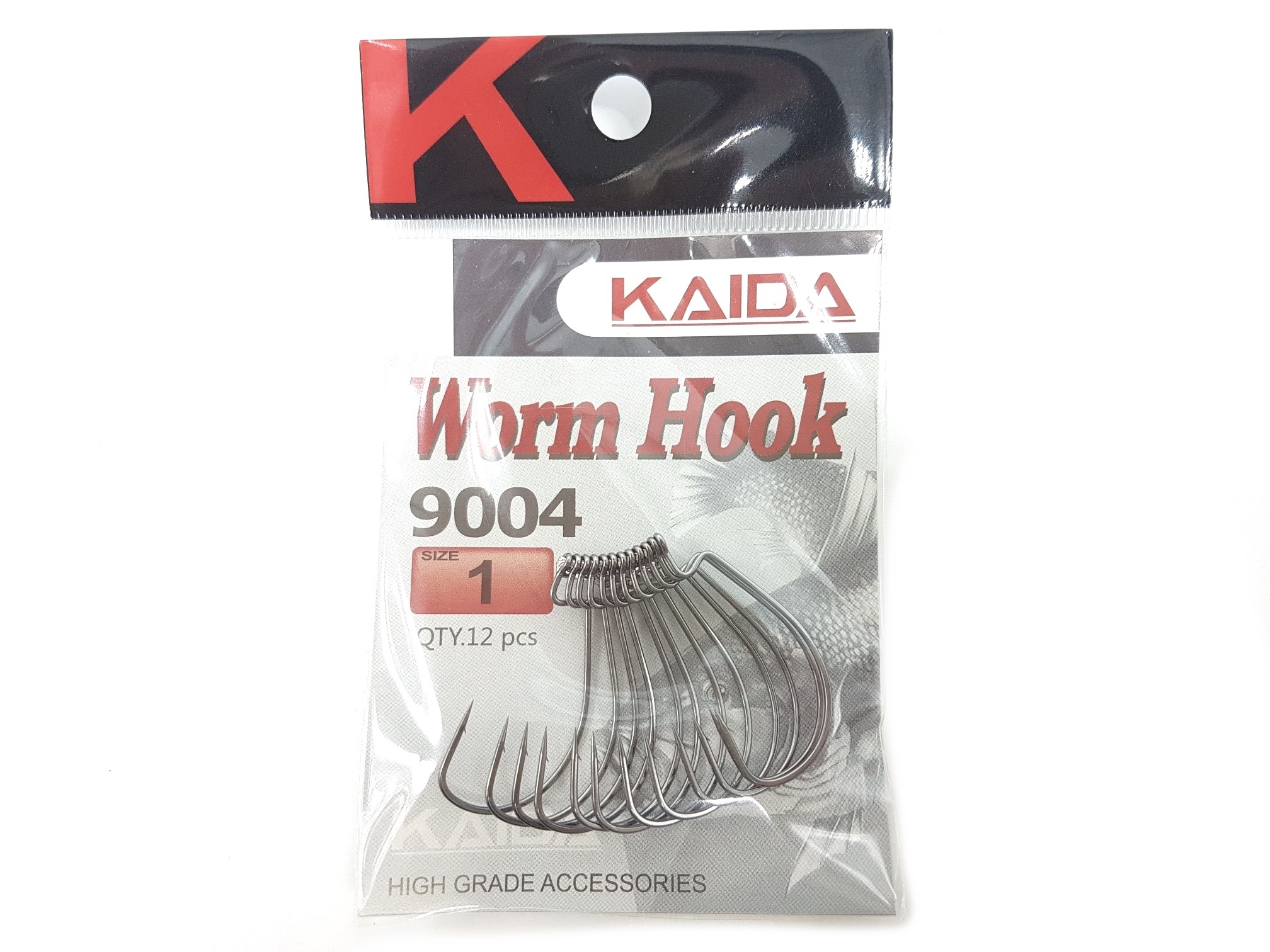 Крючки офсетные Kaida Worm Hook 9004 №1, 12 шт в уп